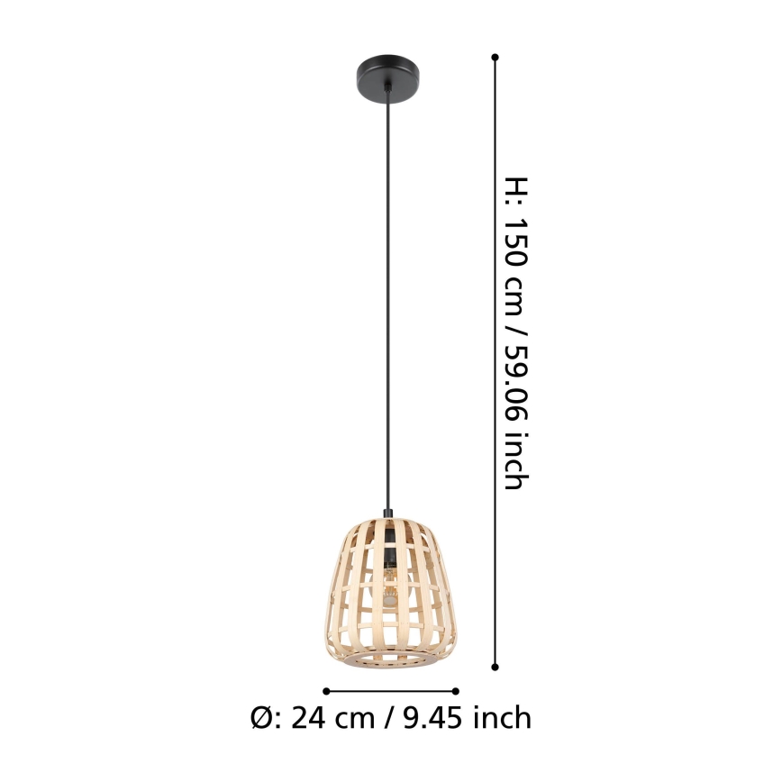 Eglo - Подвесная люстра 1xE27/40W/230V диаметр 24 см бамбук