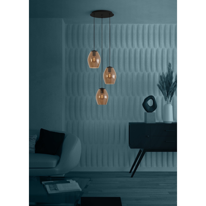 Eglo - Підвісна люстра 3xE27/40W/230V коричневий