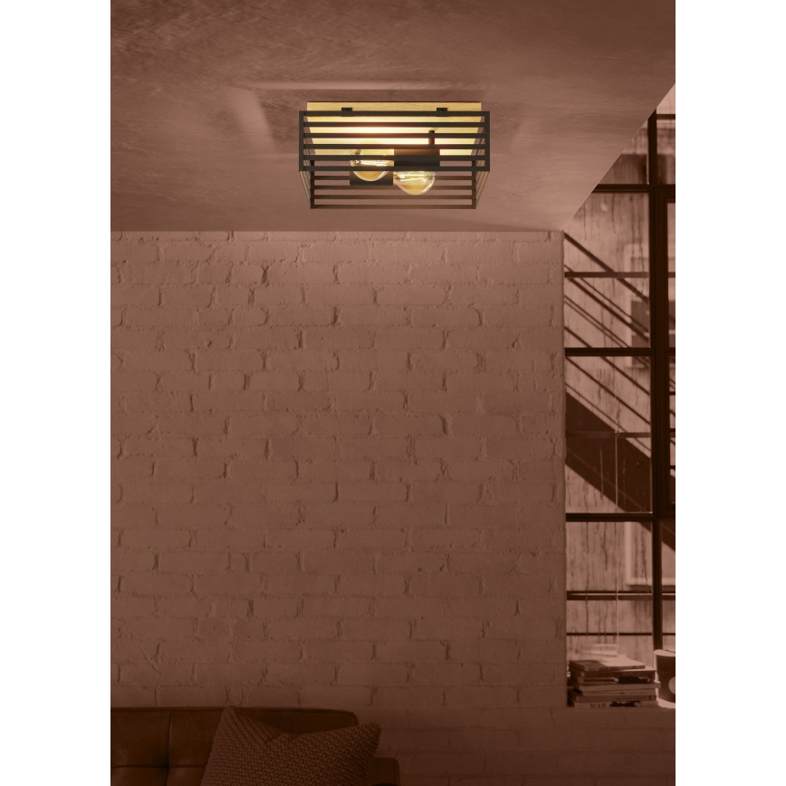 Eglo - Стельовий світильник 2xE27/40W/230V чорний/коричневий