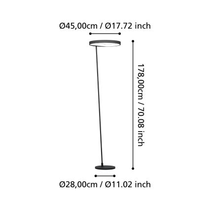 Eglo - Светодиодный торшер с регулированием яркости LED/23W/230V 3000K черный