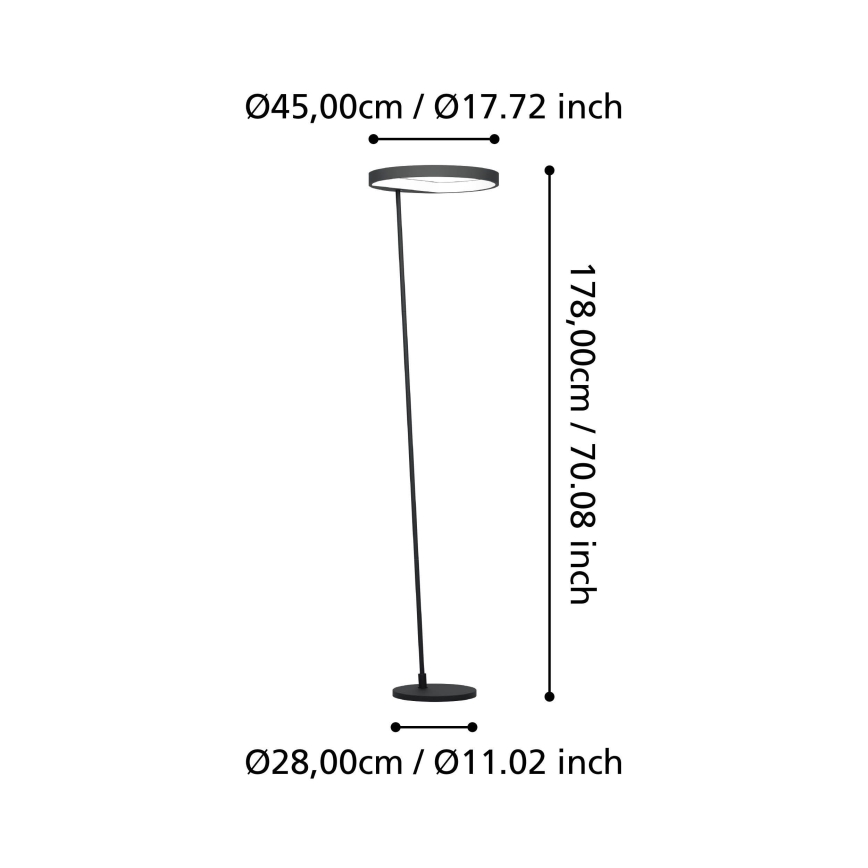 Eglo - Светодиодный торшер с регулированием яркости LED/23W/230V 3000K черный