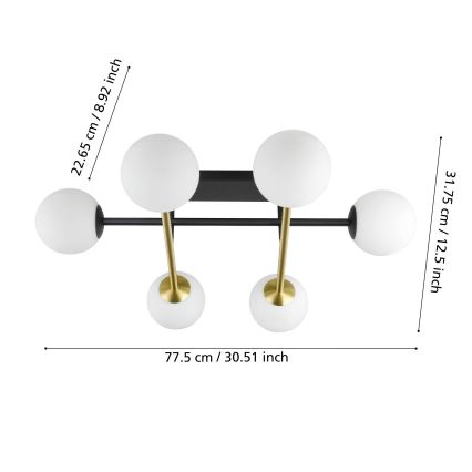 Eglo - Припотолочная люстра 6xE14/40W/230V золотистый/черный