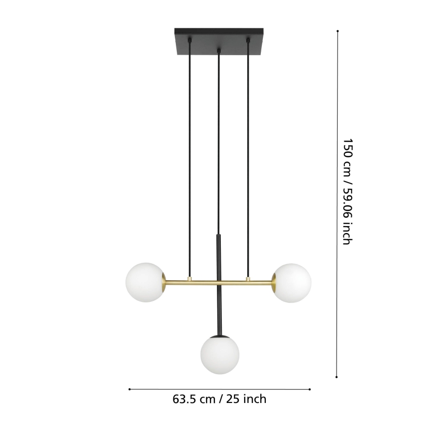 Eglo - Подвесная люстра 3xE14/40W/230V золотистый/черный