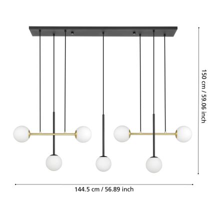 Eglo - Подвесная люстра 7xE14/40W/230V золотистый/черный