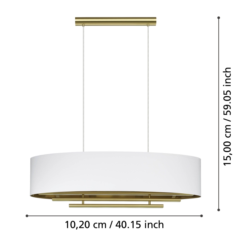 Eglo - Подвесная люстра 4xE27/40W/230V белый/золотистый