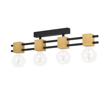 Eglo - Припотолочная люстра 4xE27/40W/230V черный/коричневый