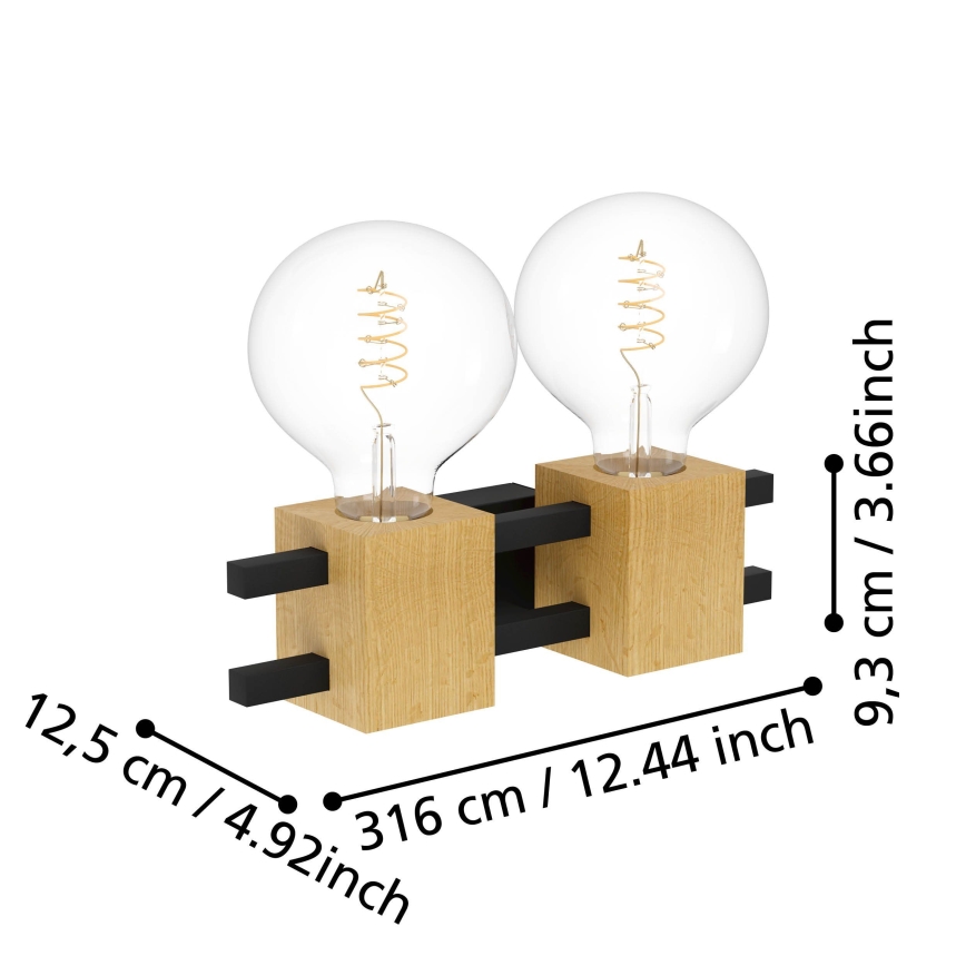 Eglo - Настенный светильник 2xE27/40W/230V черный/коричневый