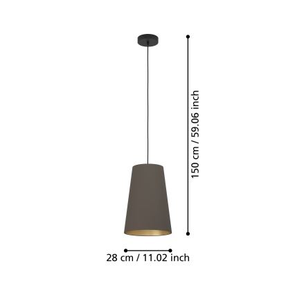 Eglo - Підвісна люстра 1xE27/40W/230V коричневий