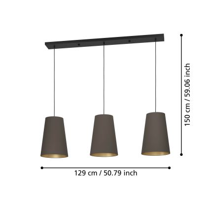 Eglo - Подвесная люстра 3xE27/40W/230V коричневый