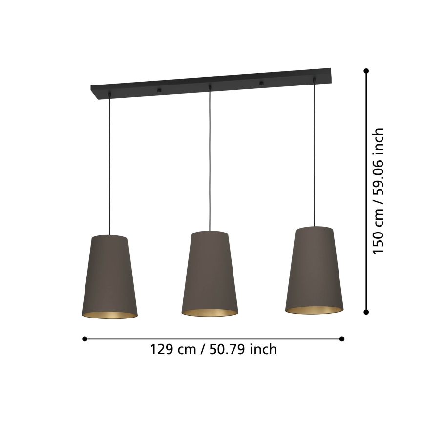Eglo - Подвесная люстра 3xE27/40W/230V коричневый