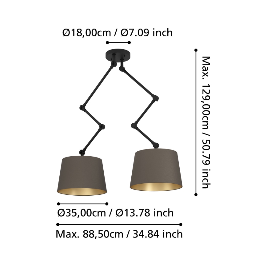 Eglo - Люстра на штанге 2xE27/40W/230V коричневый