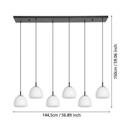 Eglo - Подвесная люстра 6xE27/40W/230V черный