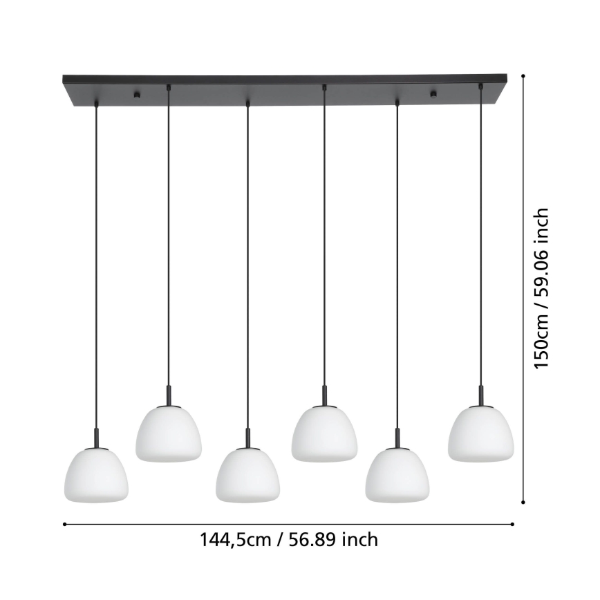 Eglo - Подвесная люстра 6xE27/40W/230V черный