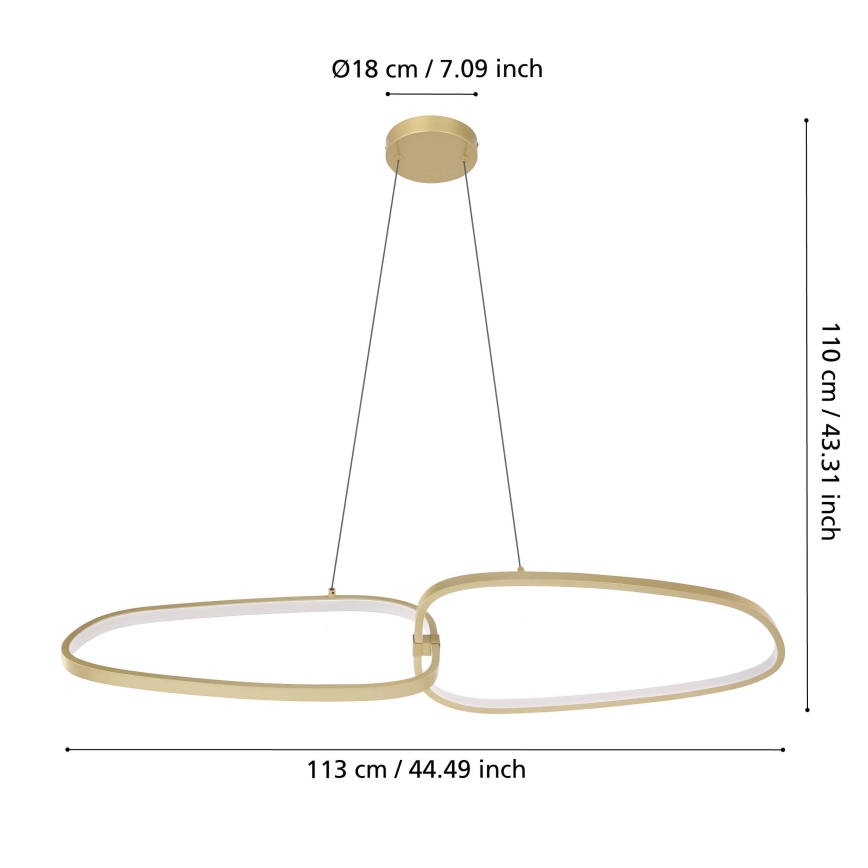 Eglo - Світлодіодна підвісна люстра з регулюванням яскравості LED/37,5W/230V 3000K золотий