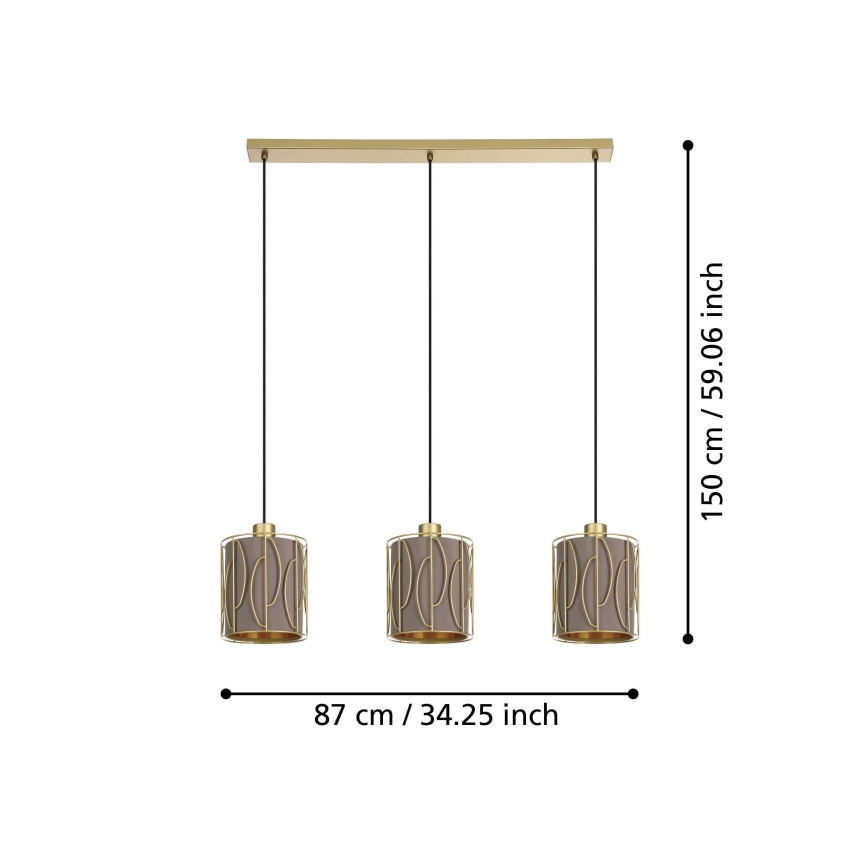 Eglo - Подвесная люстра 3xE27/40W/230V золотистый/коричневый