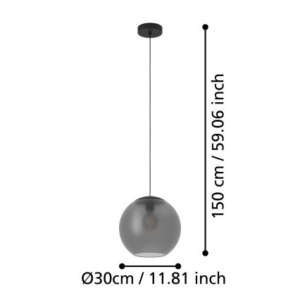 Eglo - Подвесная люстра 1xE27/40W/230V дымчатый