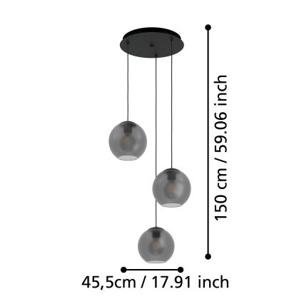Eglo - Подвесная люстра 3xE27/40W/230V дымчатый