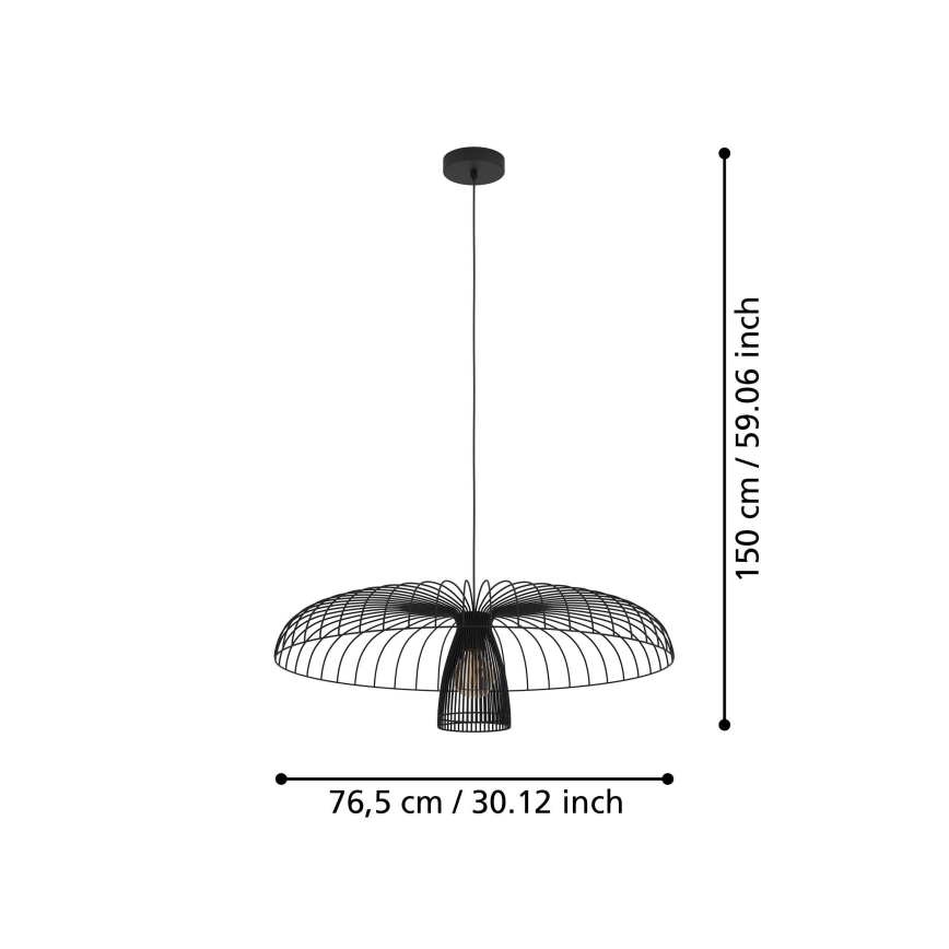 Eglo - Подвесная люстра 1xE27/60W/230V диаметр 77 см черный