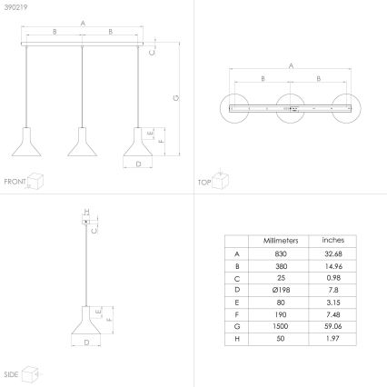 Eglo - Подвесная люстра 3xE27/28W/230V черный