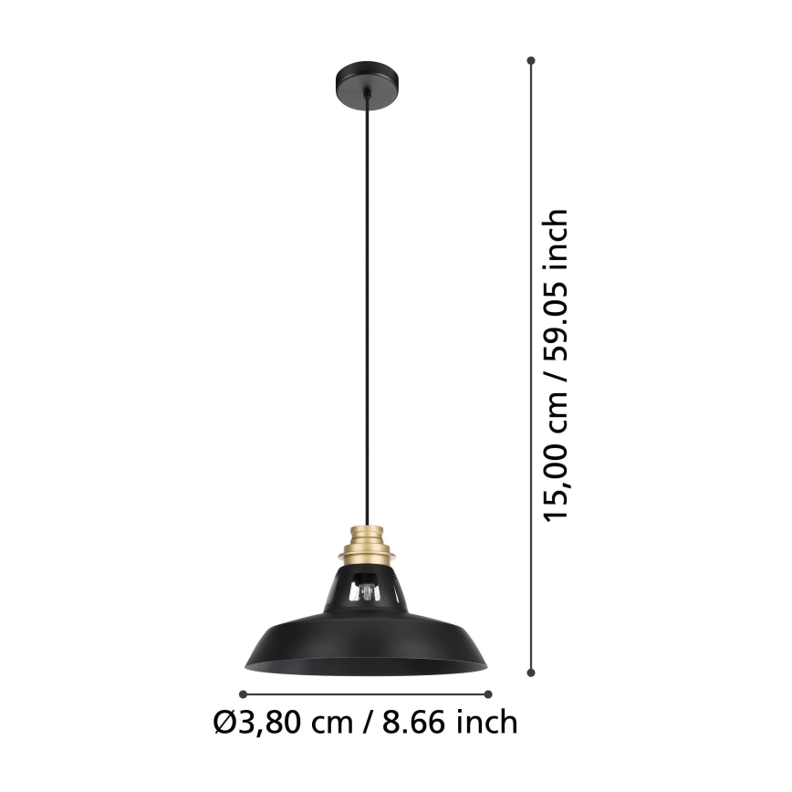 Eglo - Подвесная люстра 1xE27/40W/230V черный/золотистый