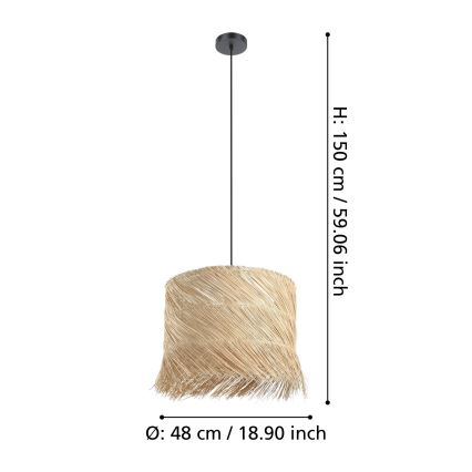 Eglo - Подвесная люстра 1xE27/40W/230V ротанг