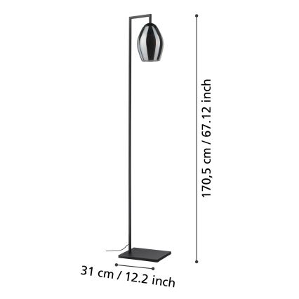Eglo - Торшер 1xE27/40W/230V дымчатый