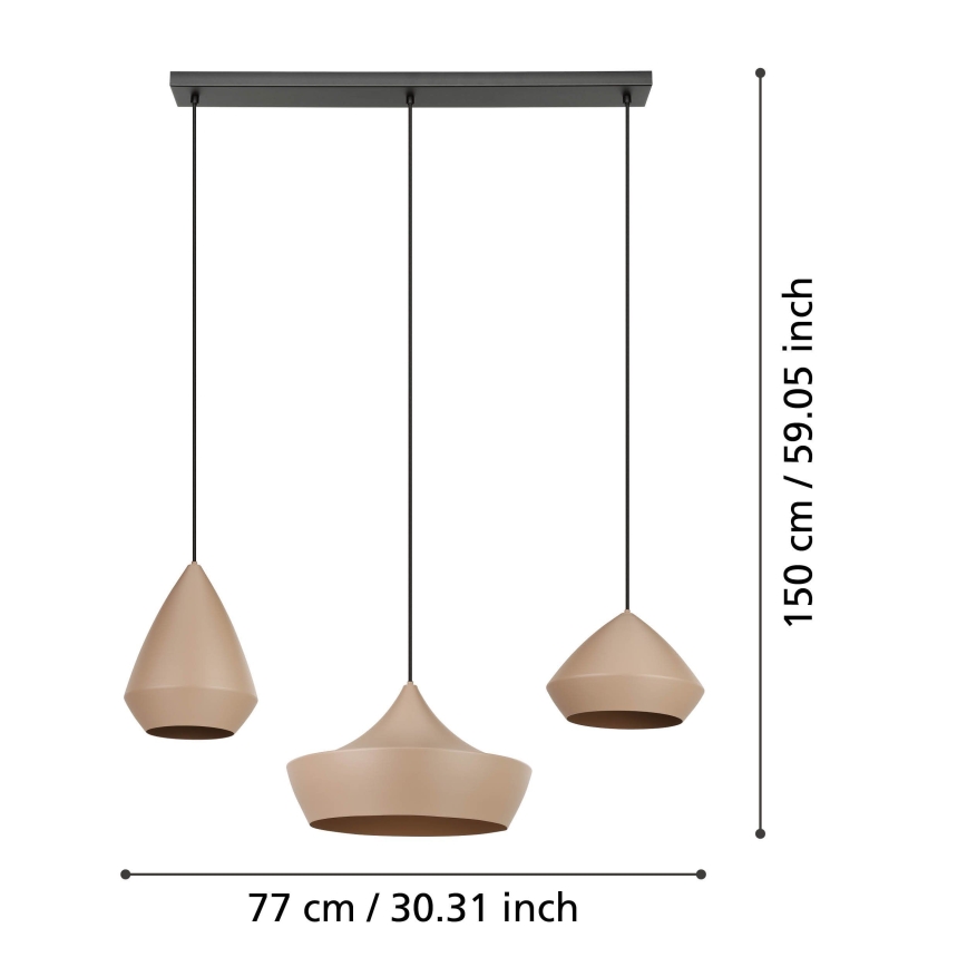 Eglo - Подвесная люстра 3xE27/28W/230V бежевый