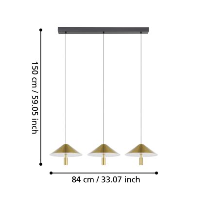 Eglo - Світлодіодна підвісна люстра з регулюванням яскравості 3xLED/12W/230V 3000K золотий