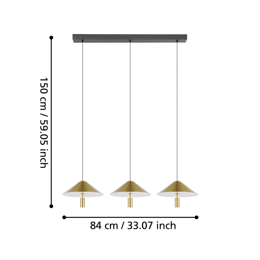 Eglo - Світлодіодна підвісна люстра з регулюванням яскравості 3xLED/12W/230V 3000K золотий