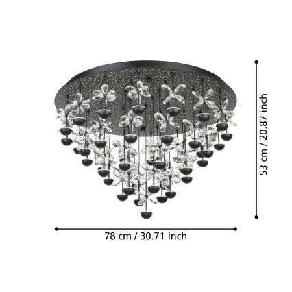 Eglo - Светодиодный потолочный светильник с регулированием яркости LED/77,4W/230V 3000K черная