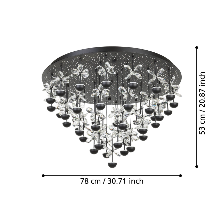 Eglo - Светодиодный потолочный светильник с регулированием яркости LED/77,4W/230V 3000K черная