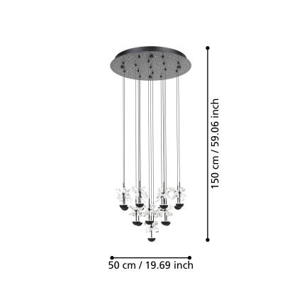 Eglo - Світлодіодна підвісна люстра з регулюванням яскравості LED/27W/230V 3000K чорний