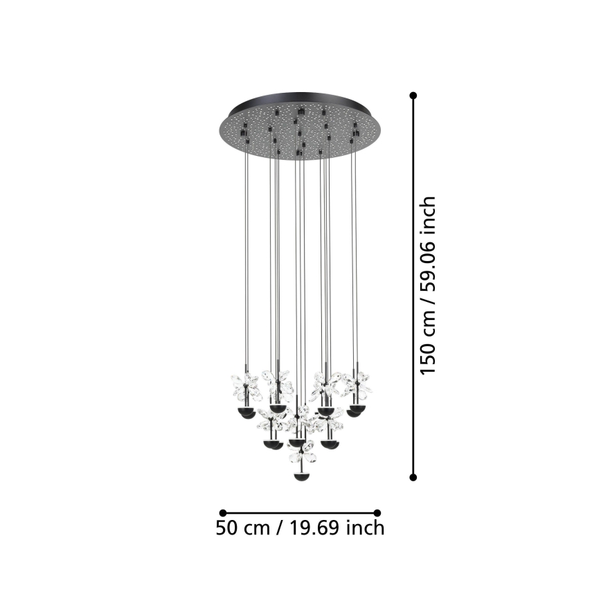 Eglo - Світлодіодна підвісна люстра з регулюванням яскравості LED/27W/230V 3000K чорний