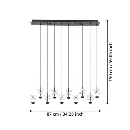 Eglo - Светодиодная подвесная люстра с регулированием яркости LED/23W/230V 3000K черная