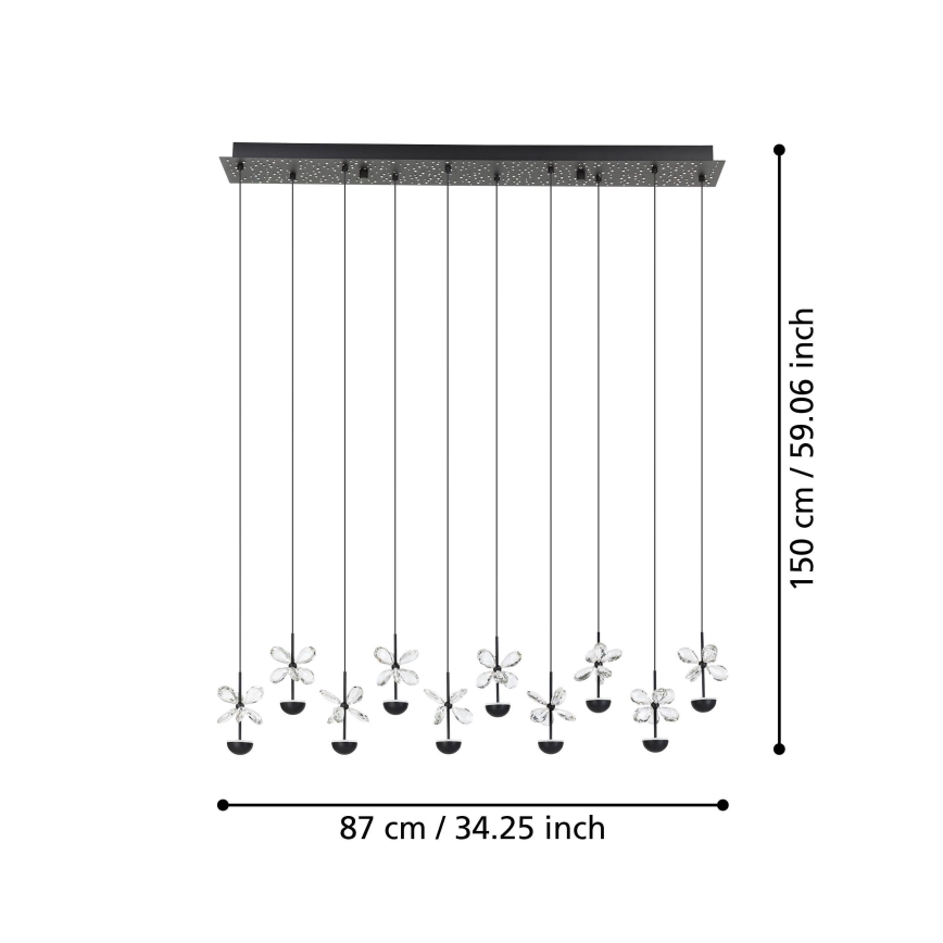 Eglo - Світлодіодна підвісна люстра з регулюванням яскравості LED/23W/230V 3000K чорний