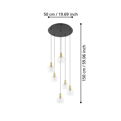 Eglo 390279 - Светодиодная подвесная люстра с регулированием яркости 6xLED/5,4W/230V 3000K диаметр 54 cm золотая