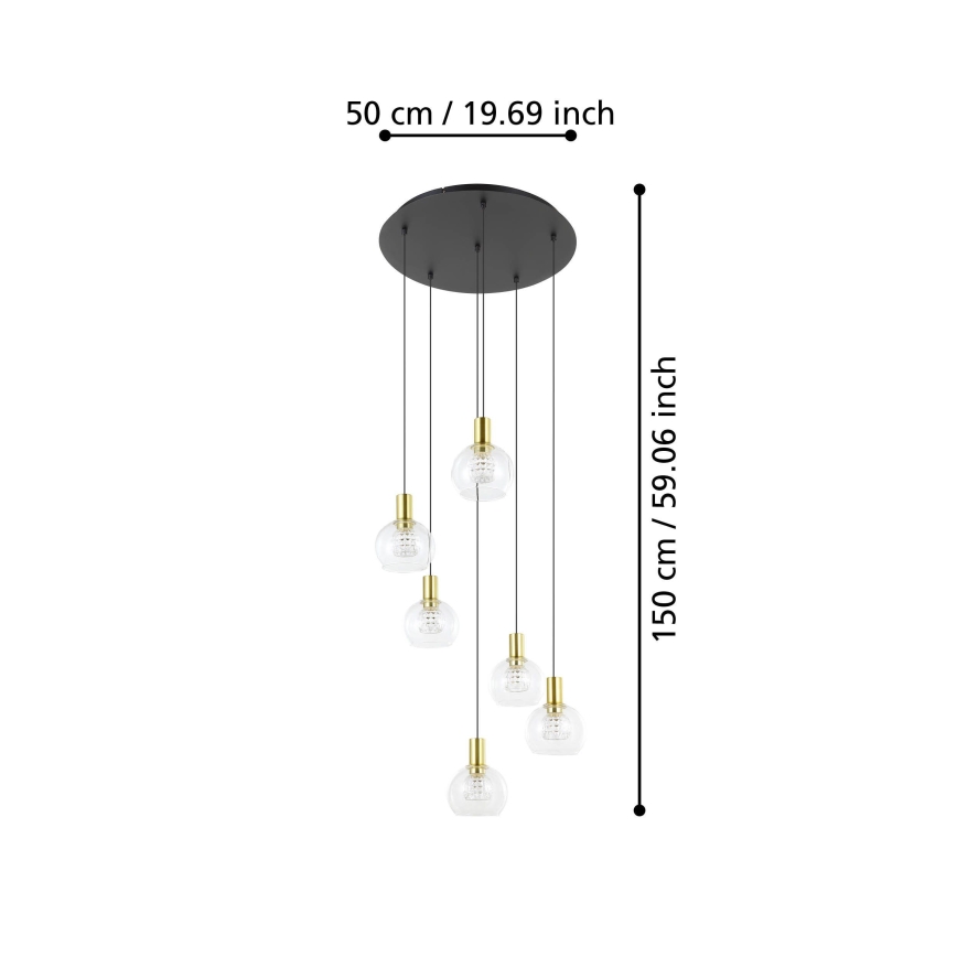 Eglo 390279 - Светодиодная подвесная люстра с регулированием яркости 6xLED/5,4W/230V 3000K диаметр 54 cm золотая