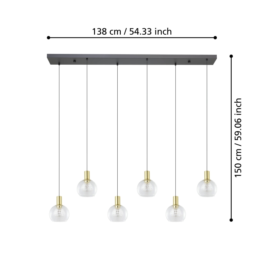Eglo - Світлодіодна підвісна люстра з регулюванням яскравості 6xLED/5,4W/230V 3000K золотий
