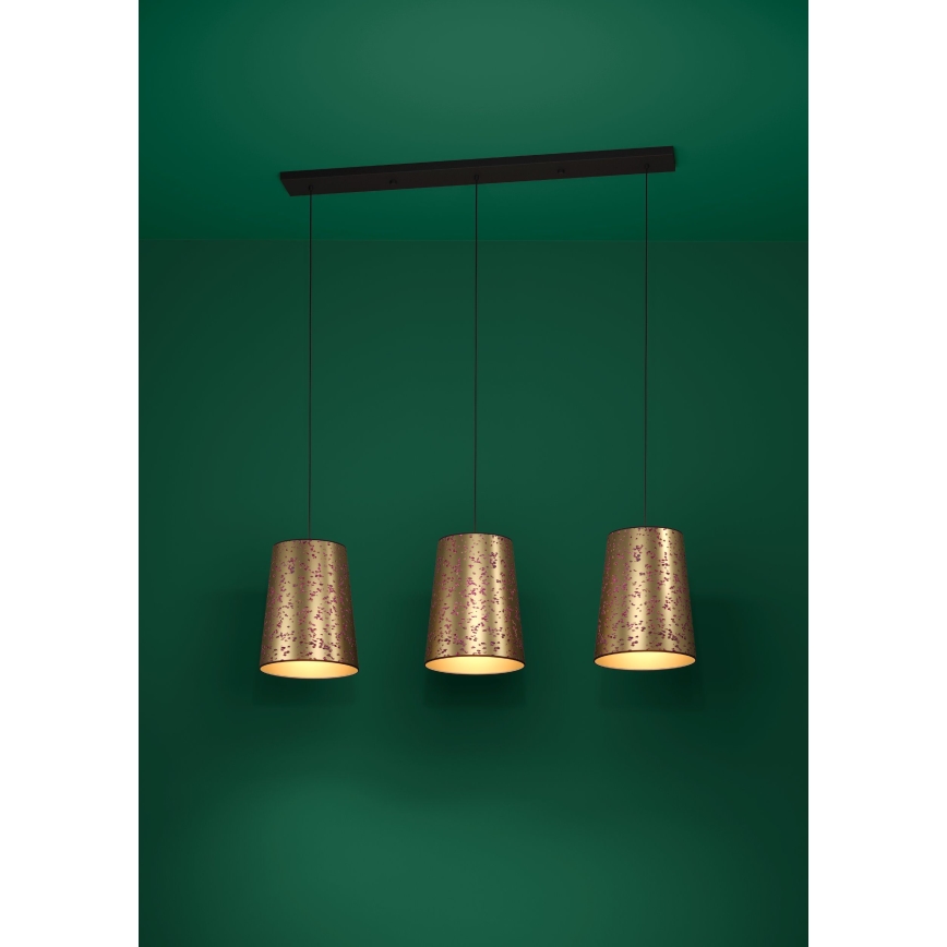 Eglo - Подвесная люстра 3xE27/25W/230V золотистый/розовый