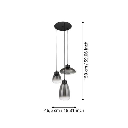 Eglo - Светодиодная подвесная люстра с регулированием яркости 3xLED/5,4W/230V 2700K дымчатый