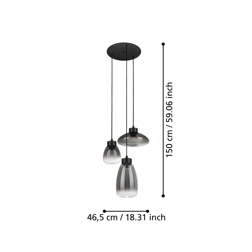 Eglo - Светодиодная подвесная люстра с регулированием яркости 3xLED/5,4W/230V 2700K дымчатый