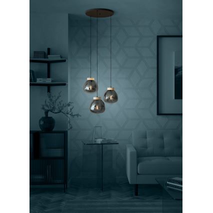 Eglo - Підвісна люстра 3xE27/40W/230V димчастий