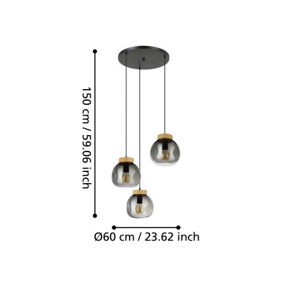 Eglo - Подвесная люстра 3xE27/40W/230V дымчатый