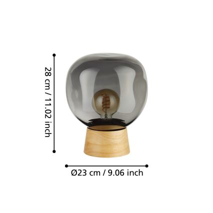 Eglo - Настільна лампа 1xE27/40W/230V димчастий
