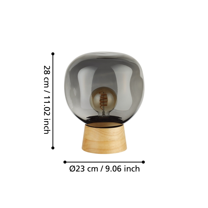 Eglo - Настільна лампа 1xE27/40W/230V димчастий