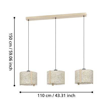 Eglo - Подвесная люстра 3xE27/25W/230V бежевый