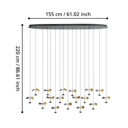 Eglo - Светодиодная подвесная люстра с регулированием яркости 17xLED/2,3W/230V 3000K