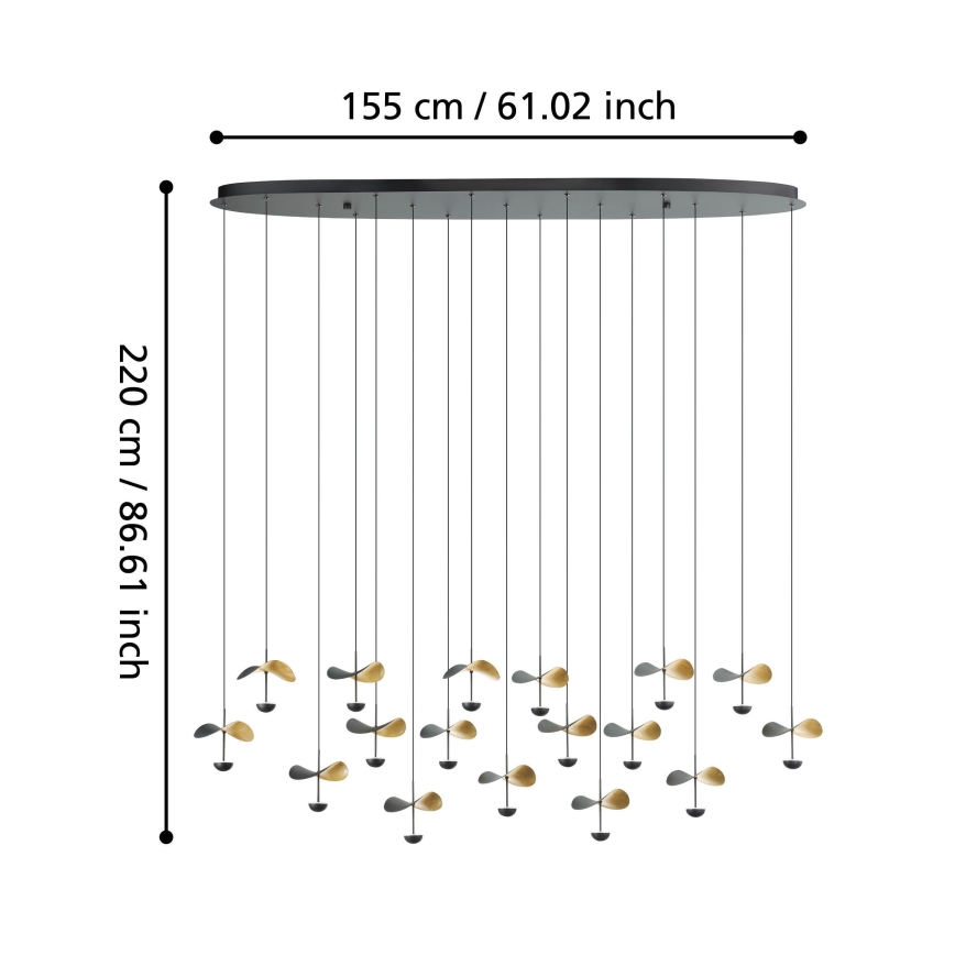Eglo - Светодиодная подвесная люстра с регулированием яркости 17xLED/2,3W/230V 3000K