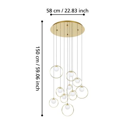 Eglo - Светодиодная подвесная люстра с регулированием яркости 10xLED/3W/230V 3000K диаметр 58 см золотистый