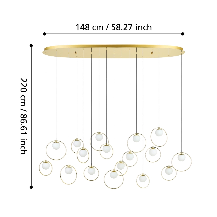 Eglo - Светодиодная подвесная люстра с регулированием яркости 17xLED/3W/230V 3000K золотистый